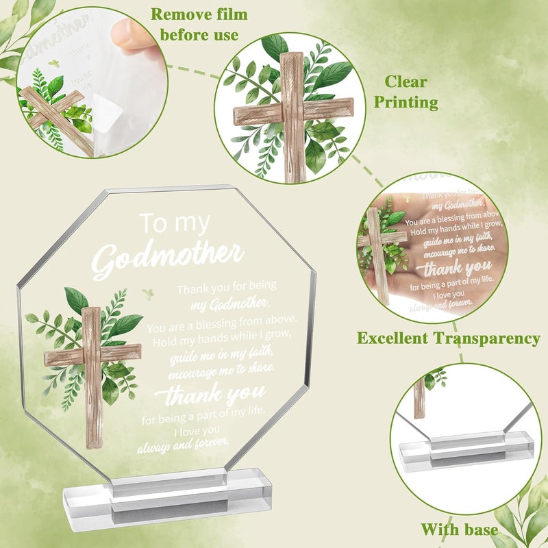 Yopyame Acrylic Gift for Godmother - Godmother Gifts from Godchild for Women Thank You for Being My Godmothers Acrylic Plaque Office Table Decor Birthday Christmas Keepsake Paperweight for Godmothers - Image 3